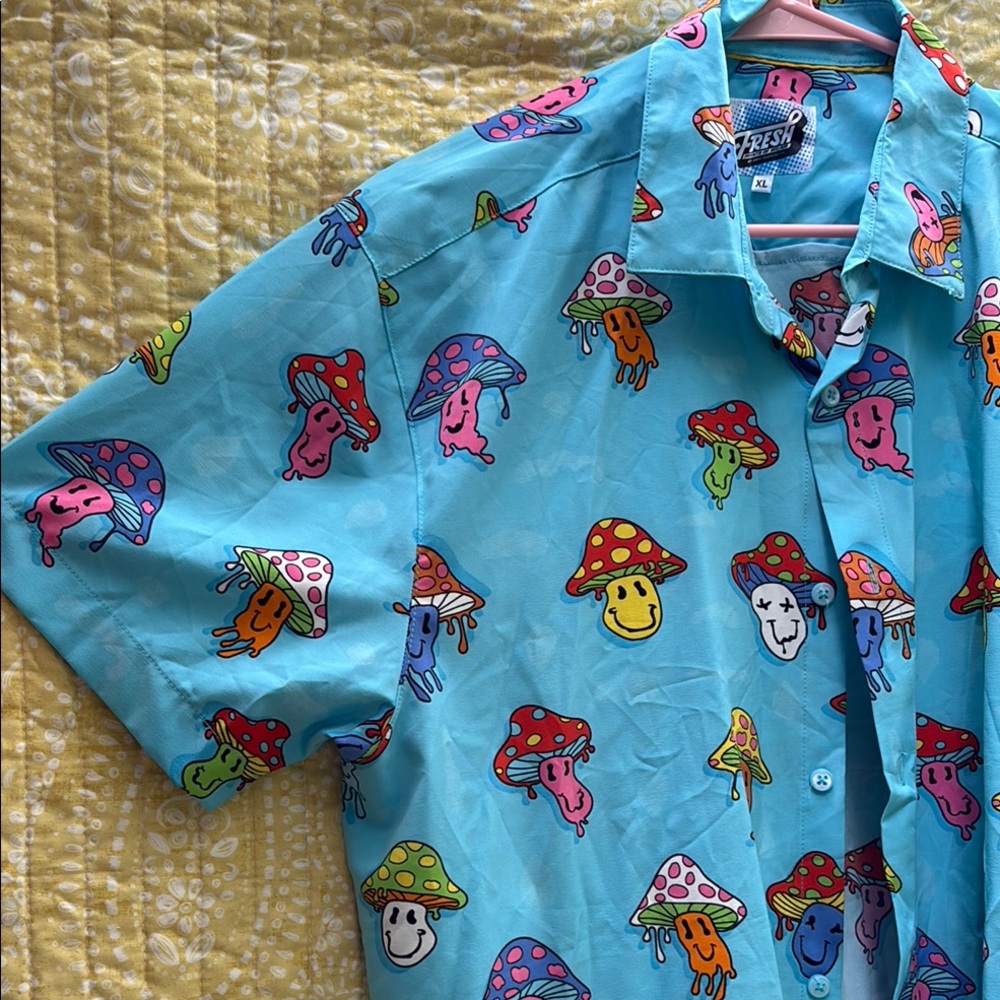 Fresh Colorful Mushroom Print Men's Shirt